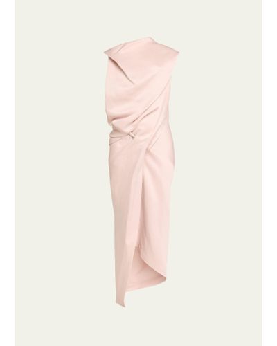 Issey Miyake Enveloping Asymmetric Draped Dress - Pink