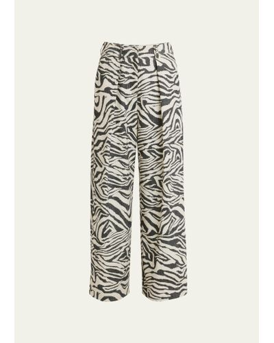 Ulla Johnson Cai Wide-leg Zebra-print Pants - White
