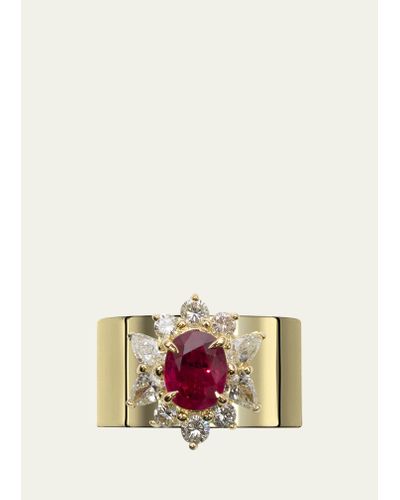 YUTAI 18k Yellow Gold Revive Ring With Ruby And Diamonds - Multicolor
