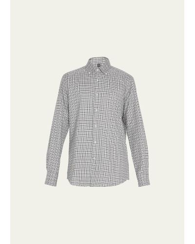 Bergdorf Goodman Plaid Flannel Sport Shirt - Gray
