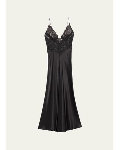 Rodarte Lace Silk Bias Slip Dress - Black