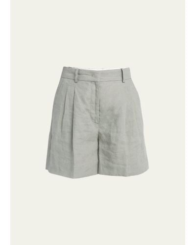 Kiton Pintuck Linen Shorts - Gray