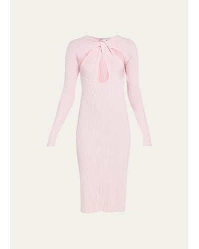 Coperni Twist-front Midi Dress W/ Cutouts - Pink
