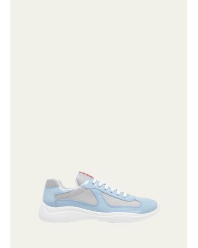 Prada America's Cup Patent Leather Patchwork Sneakers - Blue