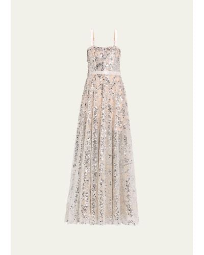 Bronx and Banco Midnight Silver Sequin Gown - White