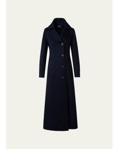 Akris Cashmere Double-face Single-breasted Long Coat - Blue