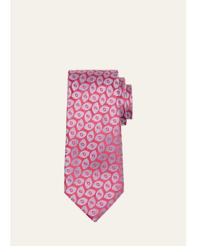 Charvet Oval Jacquard Silk Tie - Pink