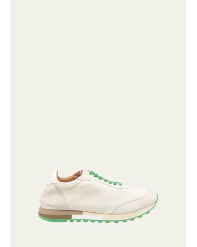 The Row Owen Textile & Leather Runner Sneakers - Natural