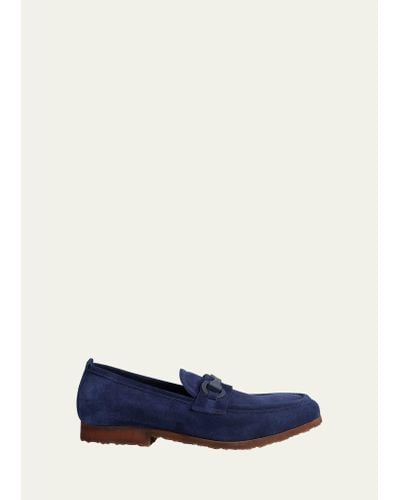 Ron White Andrew Weatherproof Suede Bit Loafers - Blue