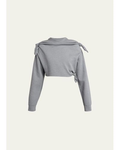 Loewe Cashmere-blend Cropped Sweatshirt With Knot Detail - Gray