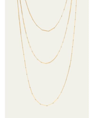 Lana Jewelry Laser Mini Rectangle Triple Strand Necklace - White
