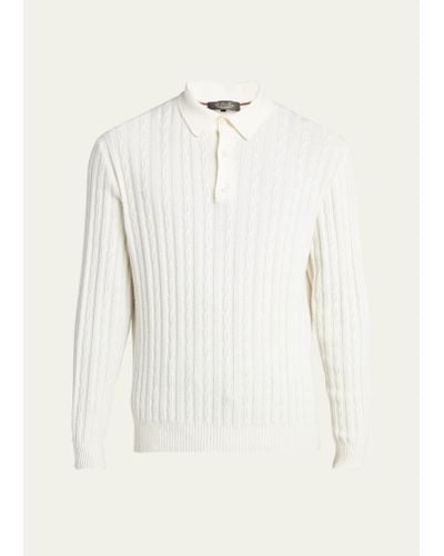 Loro Piana Shibui Baby Cashmere Polo Sweater - Natural