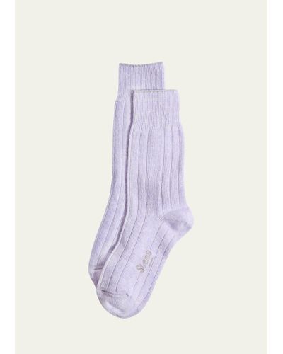 Stems Ribbed Lux Cashmere Socks - Purple