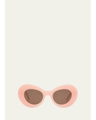 Loewe Curvy Logo Acetate Butterfly Sunglasses - Pink