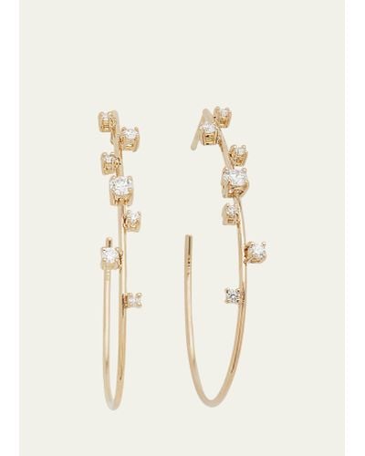 Lana Jewelry Small Solo Tear Drop Hoop Earrings With Diamonds - Natural