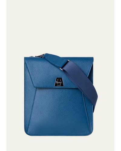 Akris Anouk Medium Flap Leather Messenger Bag - Blue
