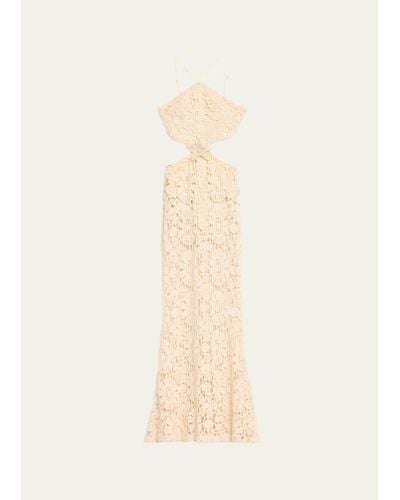 PATBO Embroidered Crochet Maxi Dress - Natural