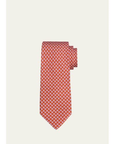 Ferragamo Animali Silk Turtle-print Tie - Red