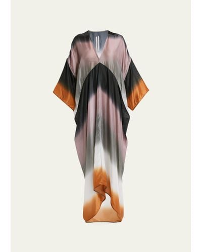 Rick Owens Striped V-neck Long-sleeve Flowy Maxi Dress - Multicolor