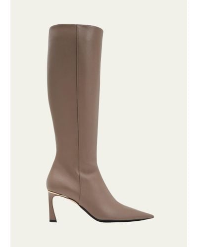 Victoria Beckham Point-toe Leather Knee Boots - Brown