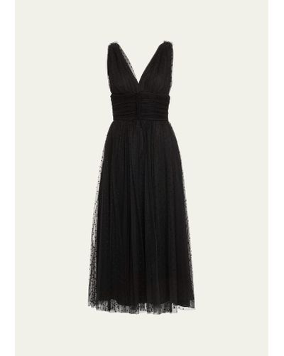 Altuzarra Lola Dotted Tulle Pleated Dress - Black