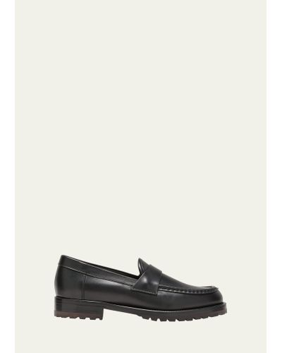 Manolo Blahnik Tirandanu Leather Classic Loafers - Black