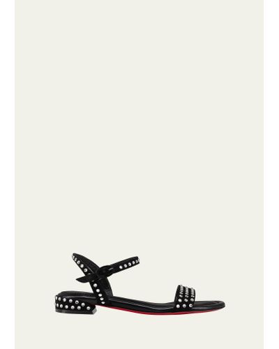 Christian Louboutin Miss Jane Strass Red Sole Ankle-strap Sandals - White