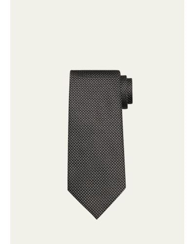 Tom Ford Micro-tf Jacquard Silk Tie - Black