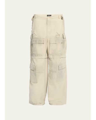 Balenciaga Cotton Ripstop Wide-leg Cargo Pants - Natural