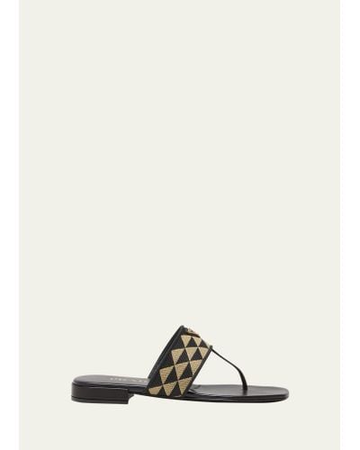 Prada Triangle Jacquard Flat Thong Sandals - Multicolor