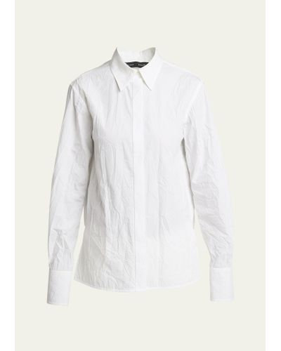 Proenza Schouler Allen Button Down Crinkled Cotton Shirt - White