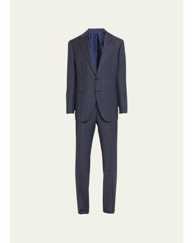 Cesare Attolini Wool Check Suit - Blue
