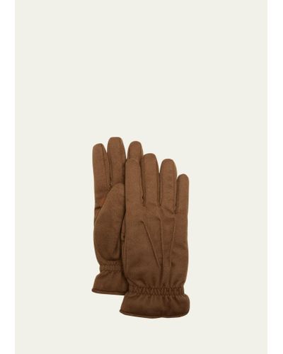 Loro Piana Ashford Cashmere And Suede Gloves - Brown