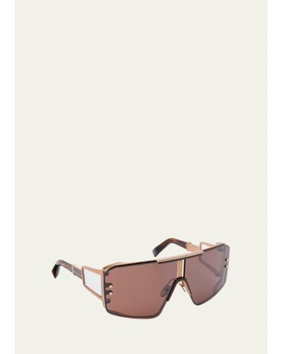 Balmain Le Masque Brown Titanium & Acetate Shield Sunglasses - Pink