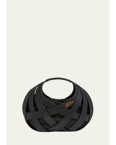 Balmain Round Basket Top-handle Bag - Black