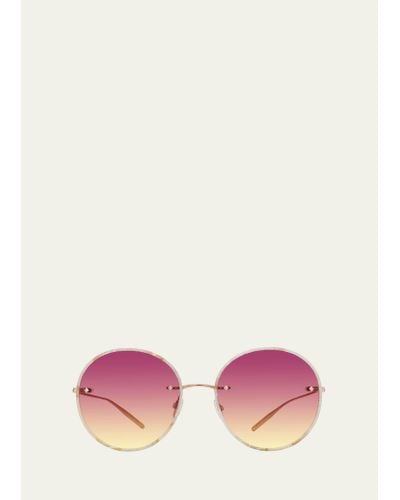 Barton Perreira Rigby Rose Gold Titanium & Acetate Round Sunglasses - Pink