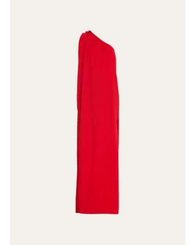 Stella McCartney One-shoulder Draped Column Gown - Red