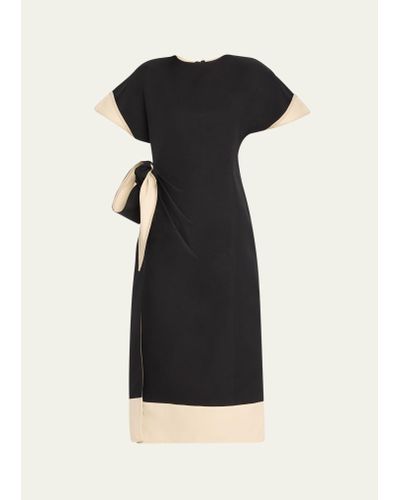 Rosie Assoulin Sash And Slit Contrast Midi Dress - Black