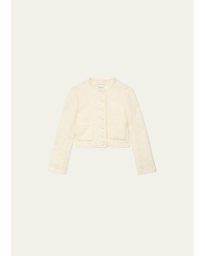 Another Tomorrow Cropped Organic Cotton Tweed Jacket - Natural