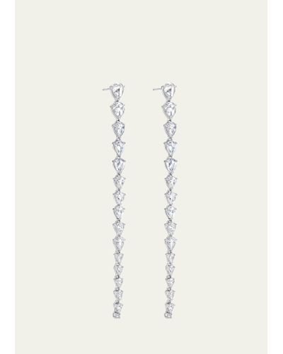 64 Facets 18k White Gold Diamond Drop Earrings - Natural