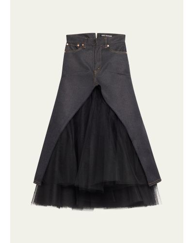 Junya Watanabe Denim Tulle Maxi Skirt - Black