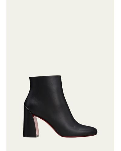 Christian Louboutin Turela Calfskin Red Sole Ankle Booties - White
