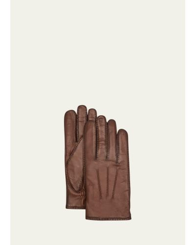 Agnelle Patina Leather Gloves - Multicolor