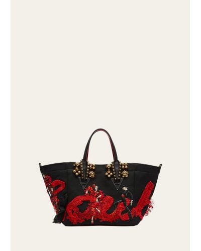 Christian Louboutin Flamencaba Small Tote In Embroidered Toile