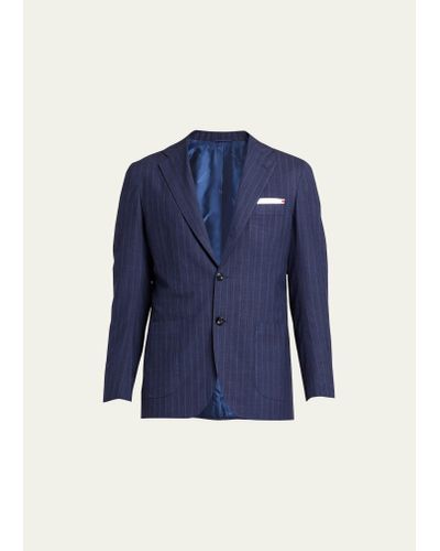 Kiton Shadow Stripe Suit - Blue