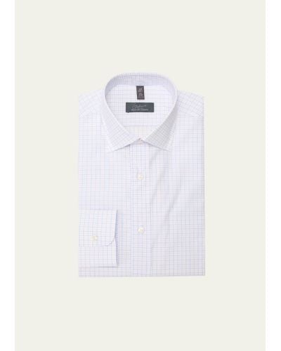 Bergdorf Goodman Cotton Graph Check Dress Shirt - White