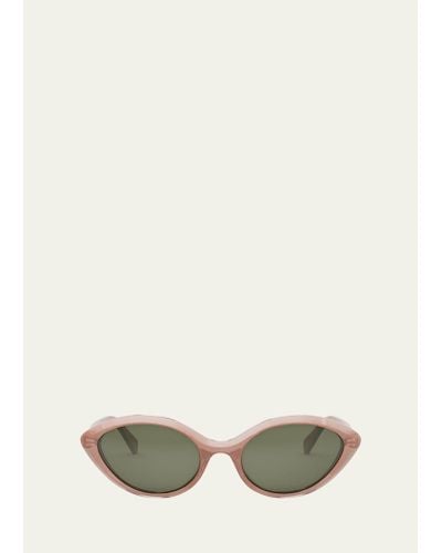 Celine Triomphe Thin Acetate Cat-eye Sunglasses - Natural