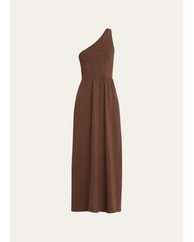 Matteau Asymmetric Knit Midi Dress - Brown