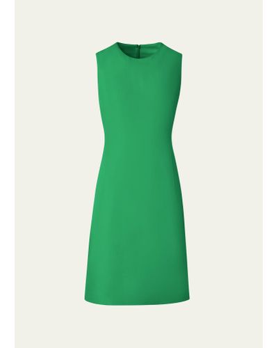 Akris 70's Inspired Cotton Silk Short Dress - Green