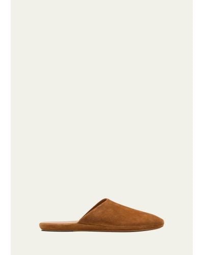 The Row Franco Suede Slipper Mules - Brown